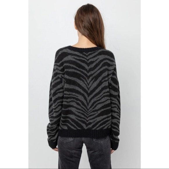 Rails Chance Tiger Stripe Crew Neck Wool Blend Pullover Sweater Women Size S - Picture 3 of 11